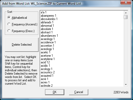 Advanced Word List management in WordComplete